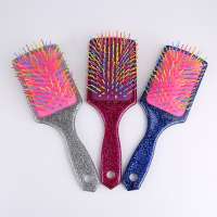 Yaeshii Glitter Paddle Detangling Comb Hair Brush Salon Styling Tool Plastic Hairbrush