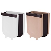 Folding Waste Bin Kitchen Cabinet Door Hanging Trash Can Wall Mounted Trashcan for Bathroom Toilet Garbage Storage