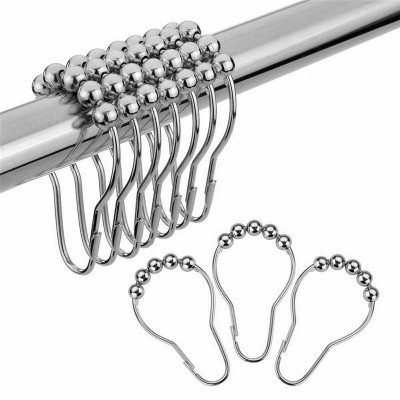 Practical Stainless Steel Curtain Hooks Bath Rollerball Shower Curtains Glide Rings Convenient Home Bathroom Accessories